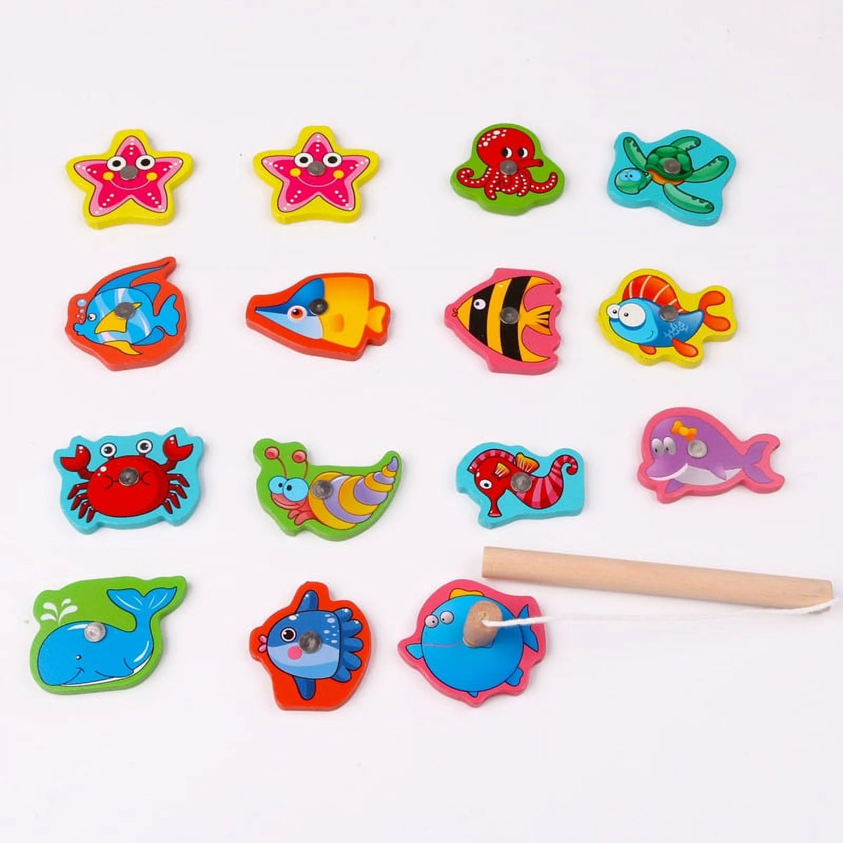 15 Fishes Wooden Kids Magnetic Fishing Game C984627