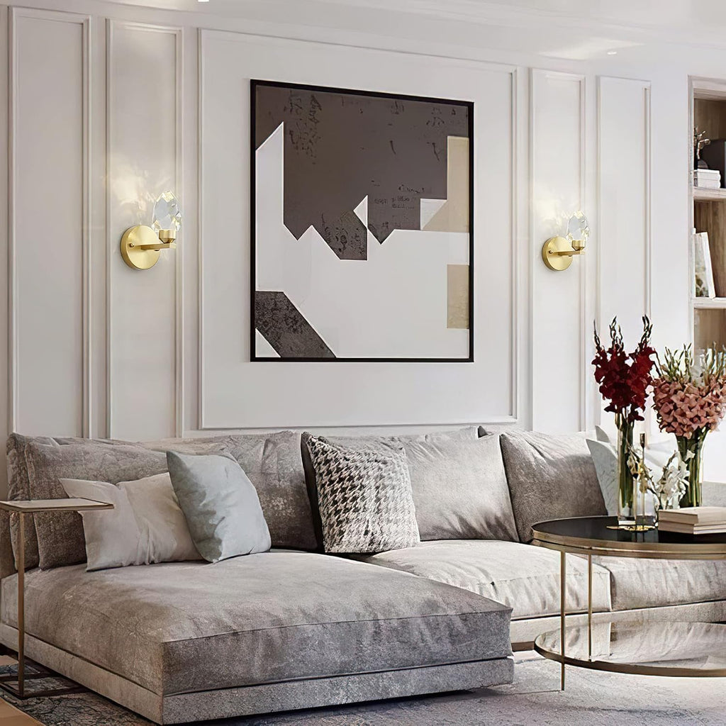 Crystal Gold Wall Sconce, K9 Crystal Wall Mounted Light O333597