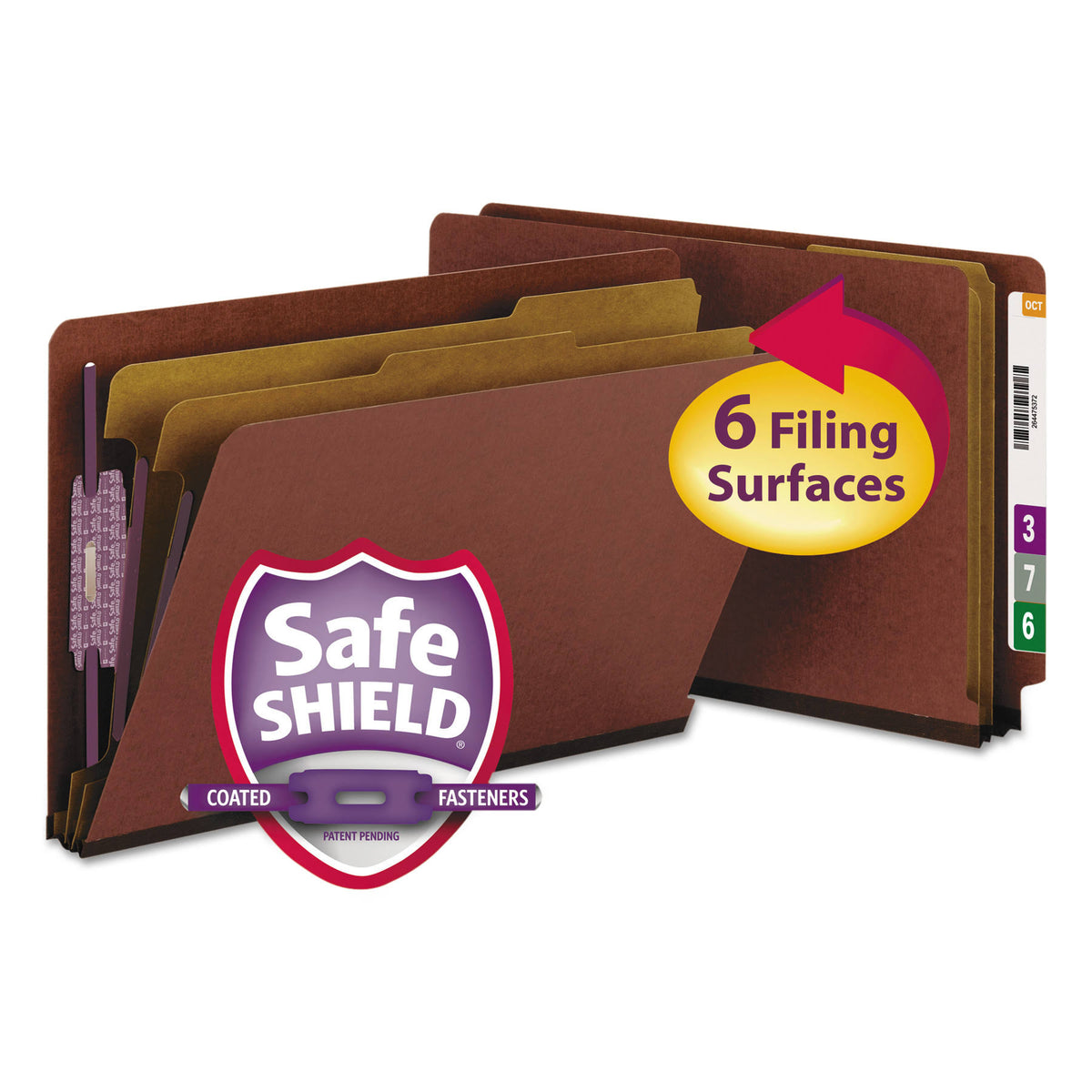 Legal Six-Section Red Pressboard Classification Folders 10/Box C60318