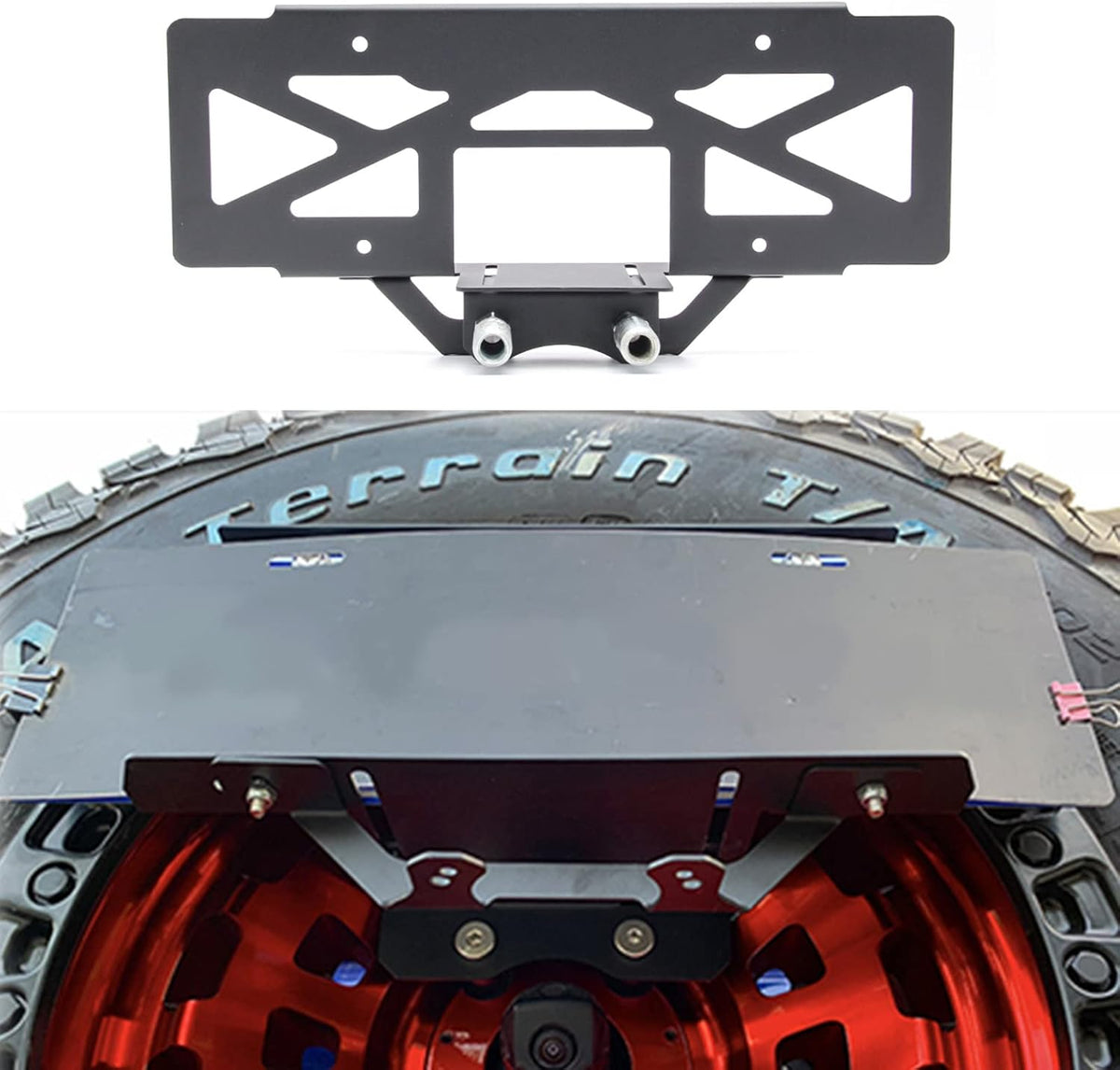 Rear Spare Tire Mount License Plate Relocation Bracket with 3rd Brake Light Mounting Bracket Kit for Jeep Wrangler JL 2018 2019 2020 2021 2022 Pack of 2 I137724