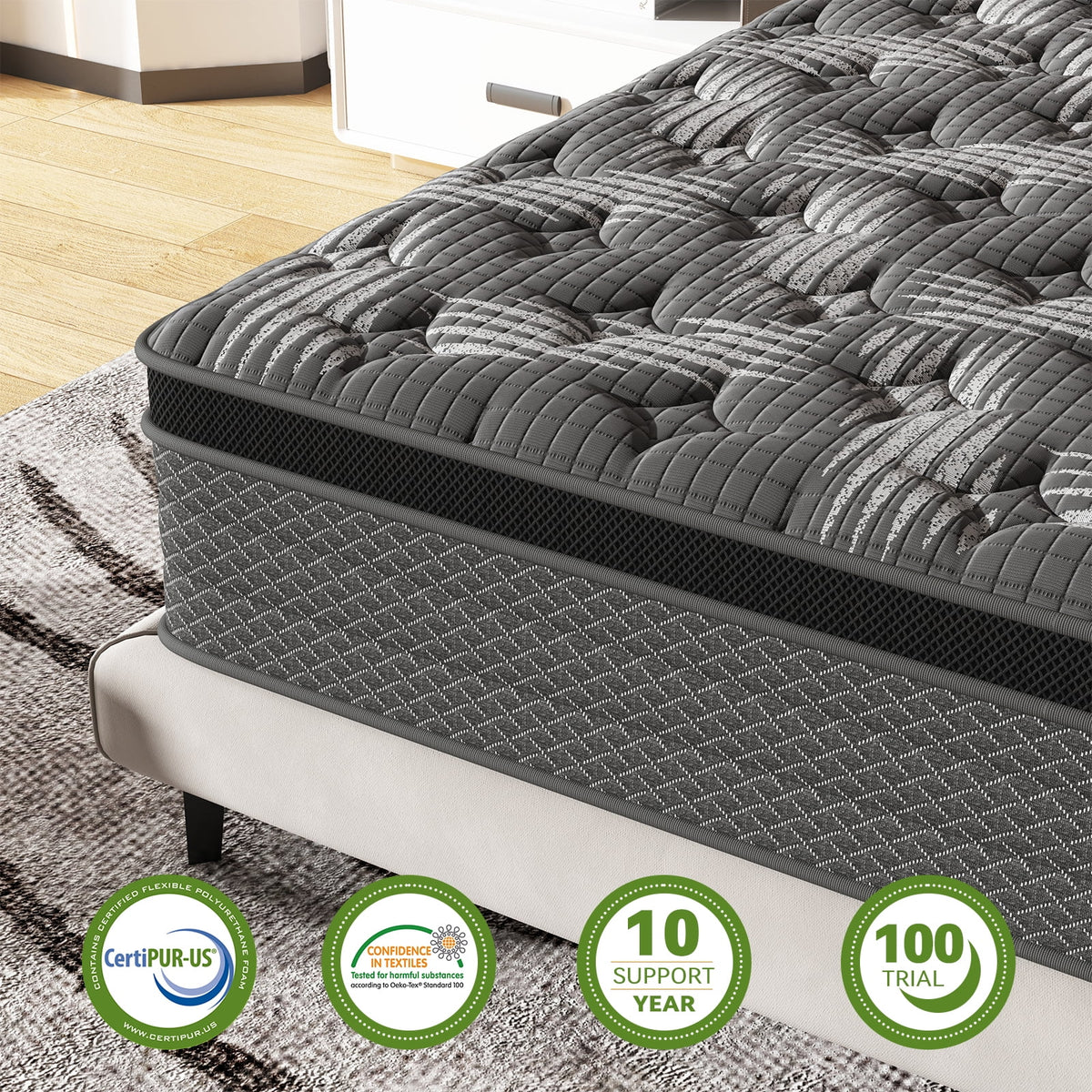Black 10 inch Queen Gel Memory Foam Hybrid Mattress I443