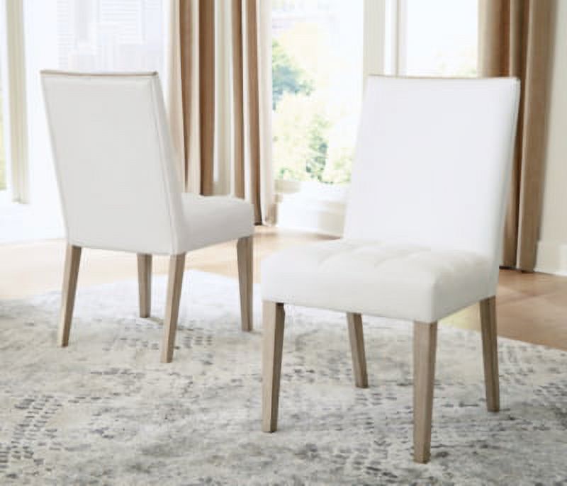 White & Beige Upholstered Side Chair, 2 Count J86458