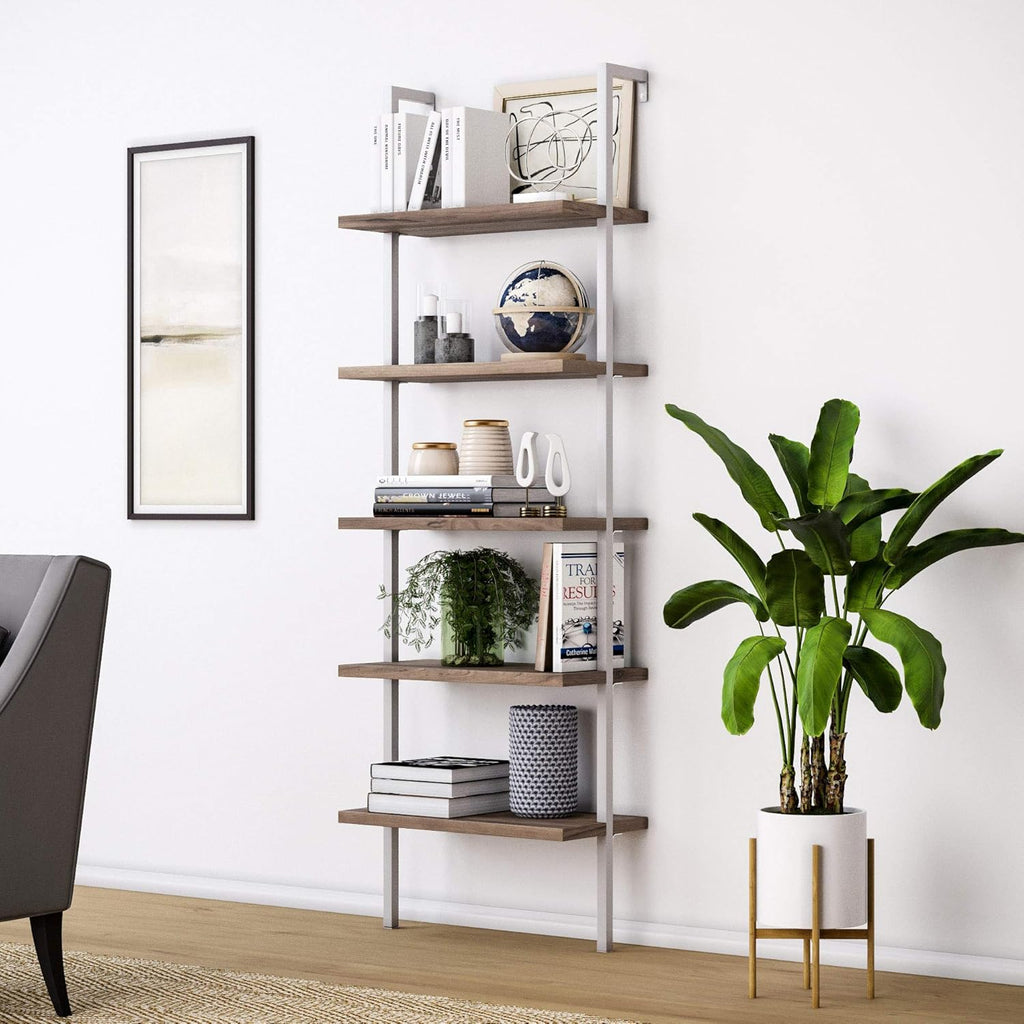 White 3-Shelf Wall Mount Bookshelf with Metal Frame N32509
