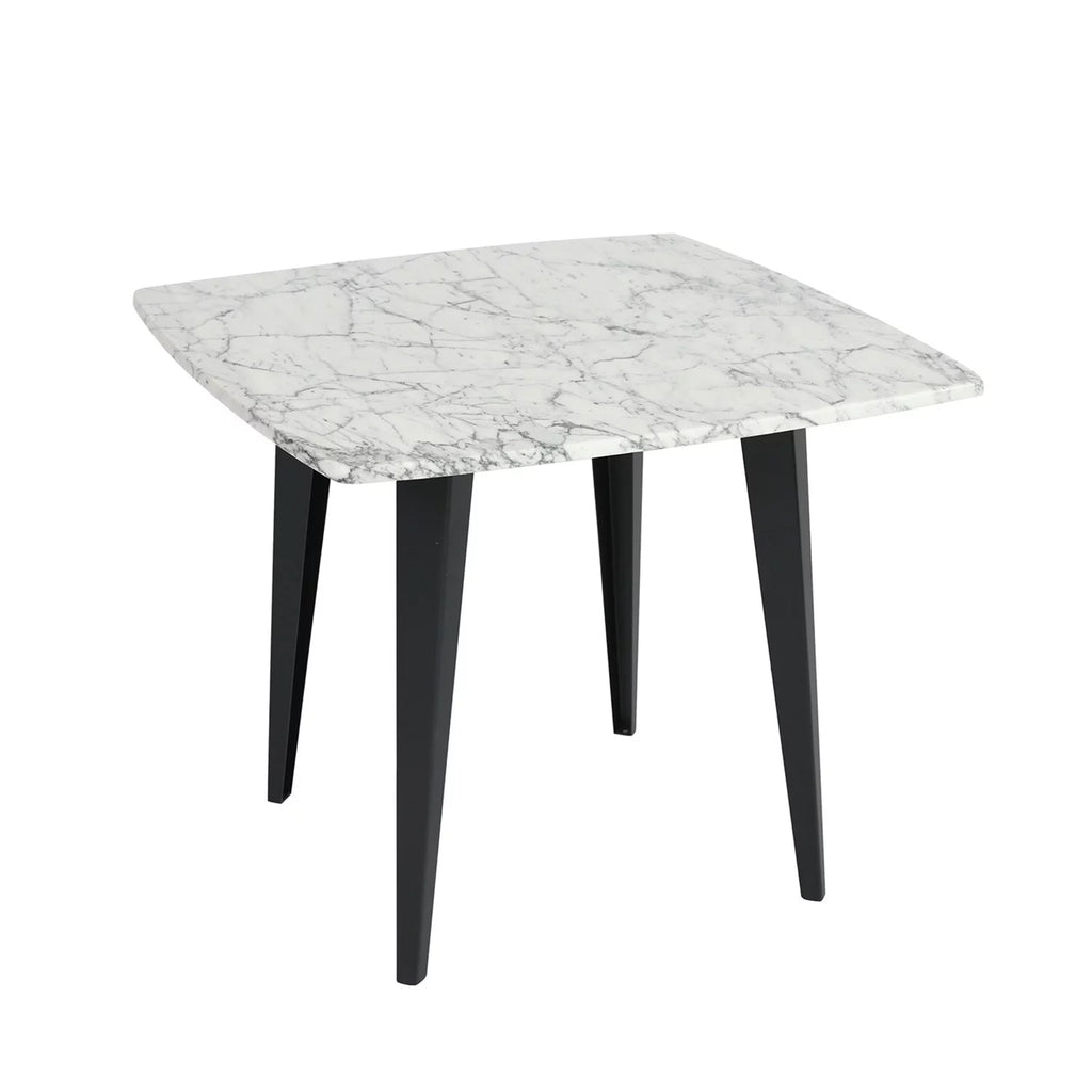 24" Square White Marble Side Table with Metal Legs C8713