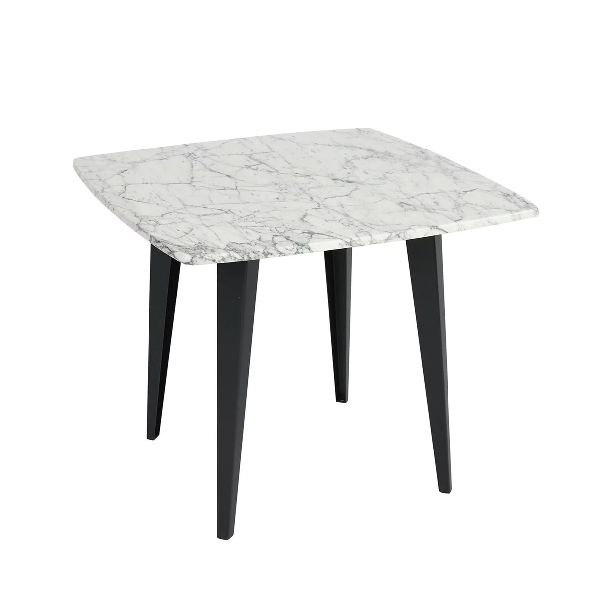 24" Square White Marble Side Table with Metal Legs C8713