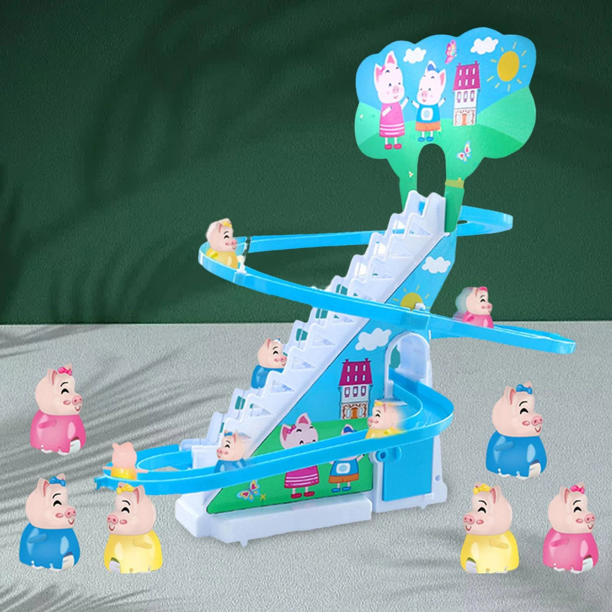 6 s Electric Climbing Stair Toy with LED Flashing Lights Children's Roller Coaster Toy Set E856731