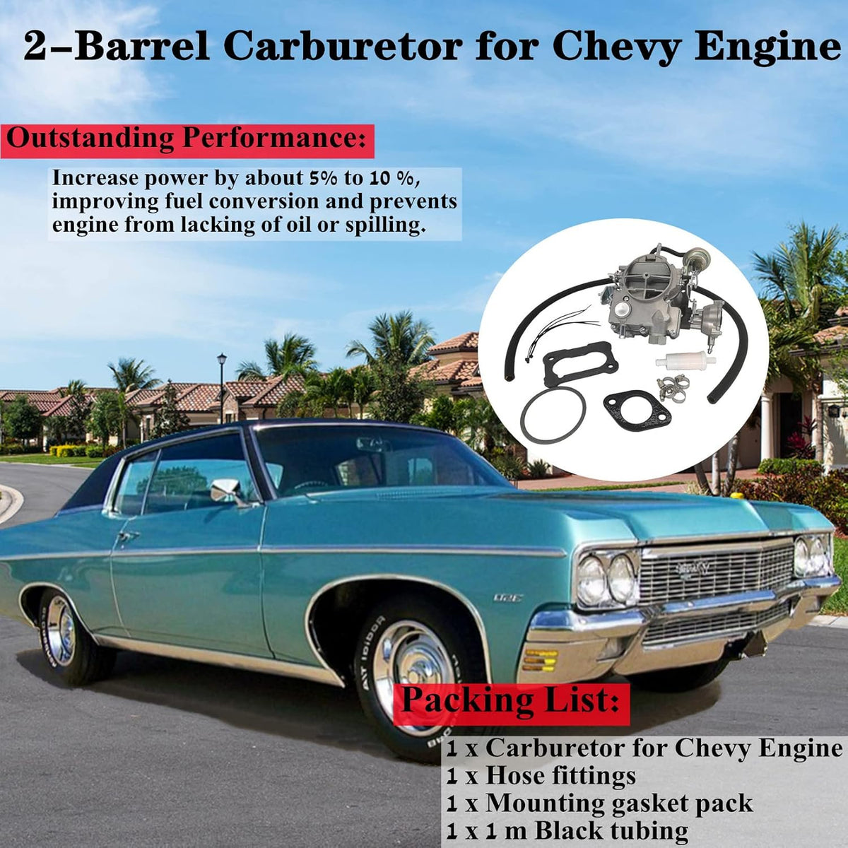 2 Barrel Carburetor Compatible with Chevy 350 5.7L 1970-1980 400 6.6L 1970-1975 Small Block Engine D343