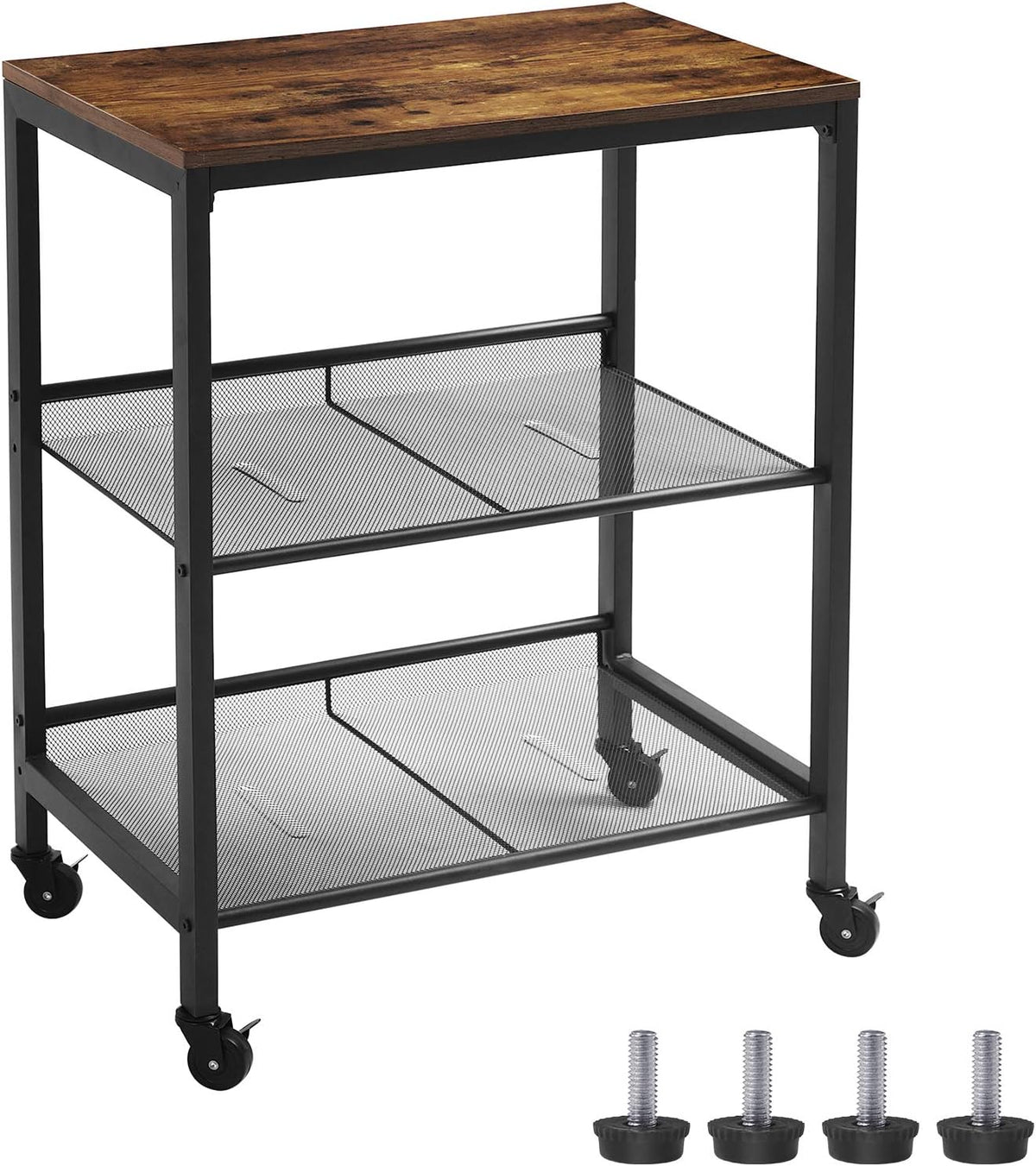 3-Tier Utility Cart on Wheels with Adjustable Feet I8385