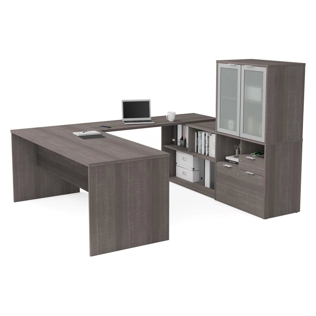 U Shape Computer Desk with Hutch H7321