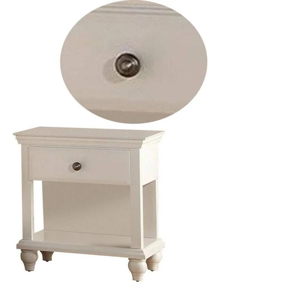 King Size Bed with 2 Nightstands White Faux Leather I7495