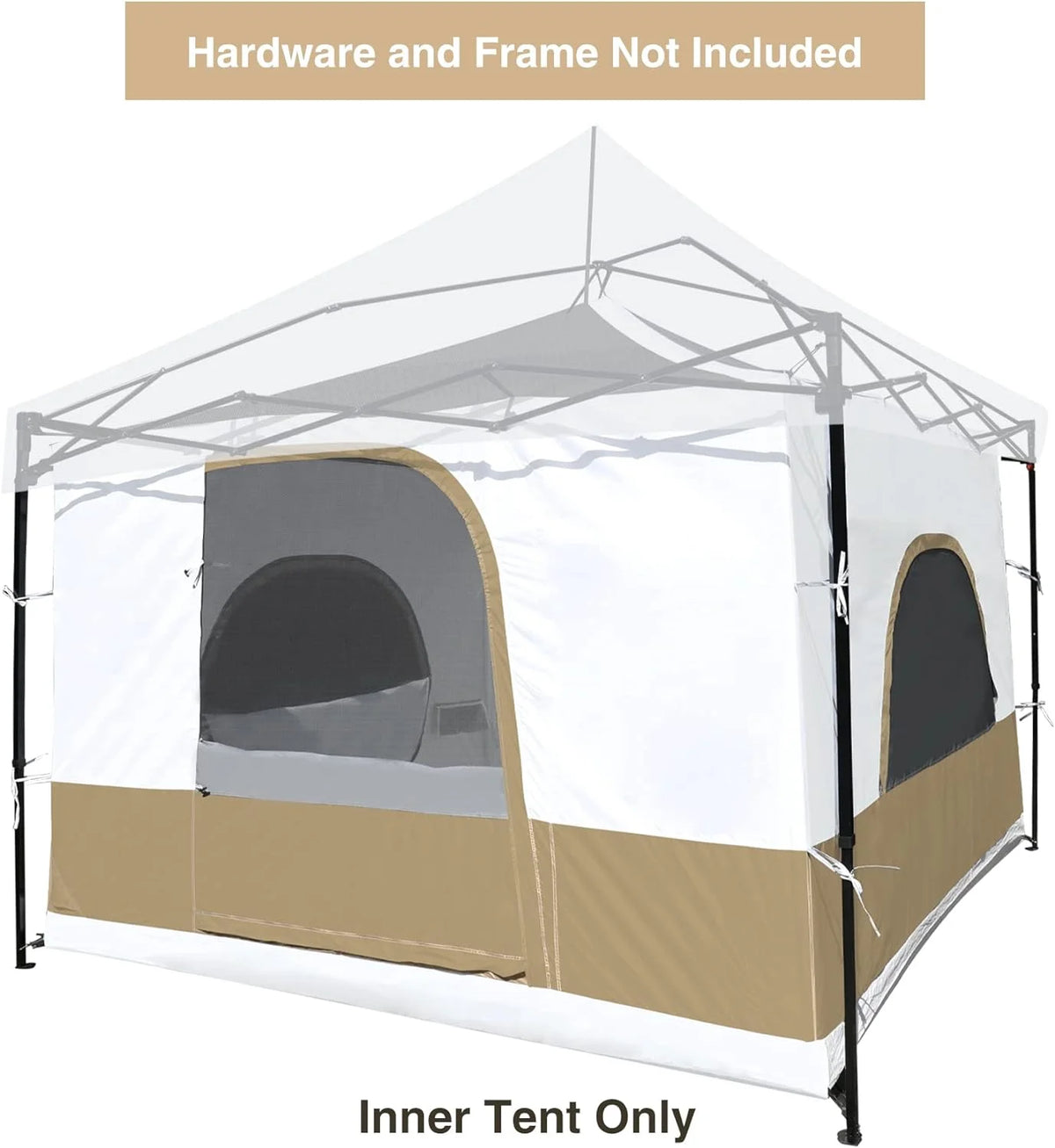 10' x 10' Khaki Camping Inner Tent Square Tent with Full Floor Y887222