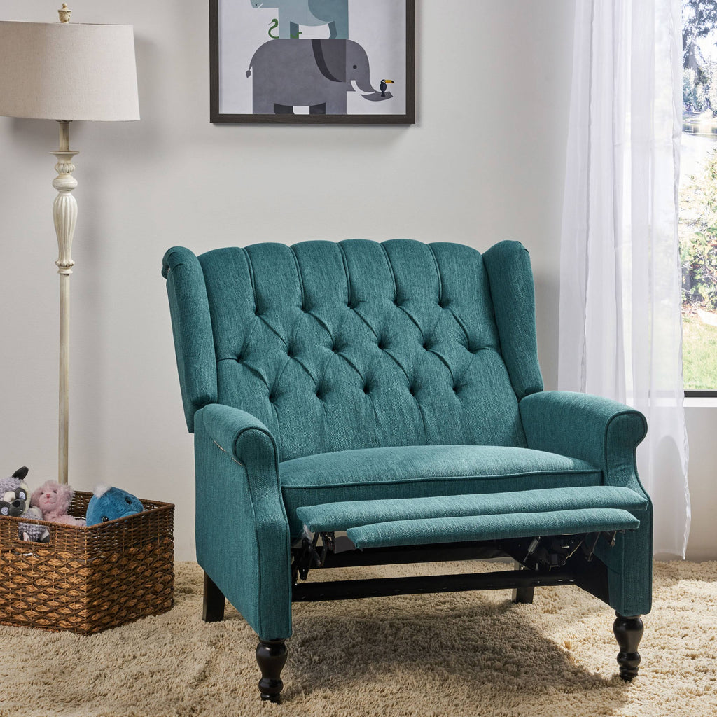 Navy Blue Oversized Fabric Push Back Recliner S7362