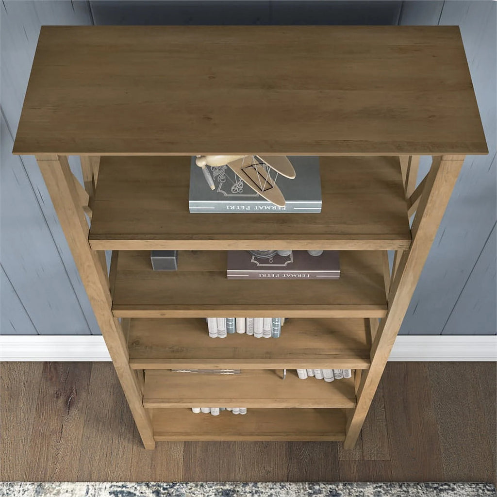 L Desk with Drawers and Bookcase Reclaimed Pine Engineered Wood K4459