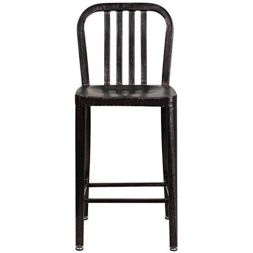 Black-Antique Gold Metal Counter Height Stool B515430