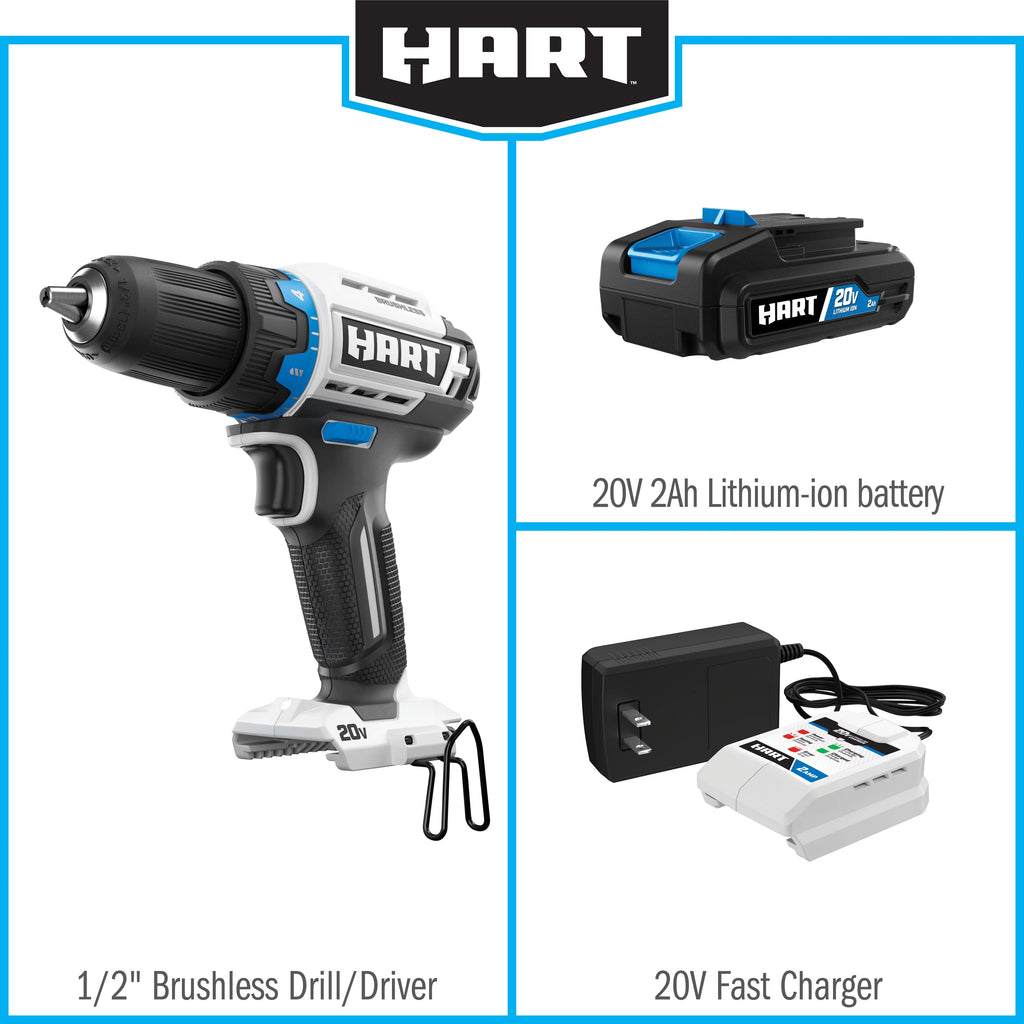 20-Volt Cordless Brushless 1/2-inch Drill/Driver Kit with 2Ah Lithium-Ion Battery B803