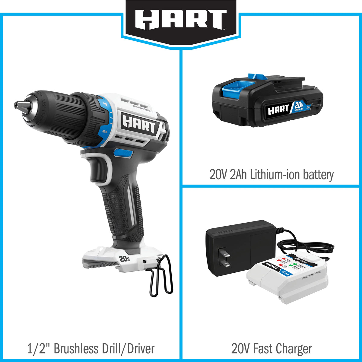 20-Volt Cordless Brushless 1/2-inch Drill/Driver Kit with 2Ah Lithium-Ion Battery B803