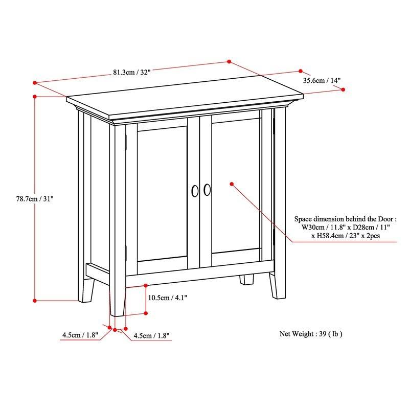Solid Wood Low Storage Cabinet in Brunette Brown C21542