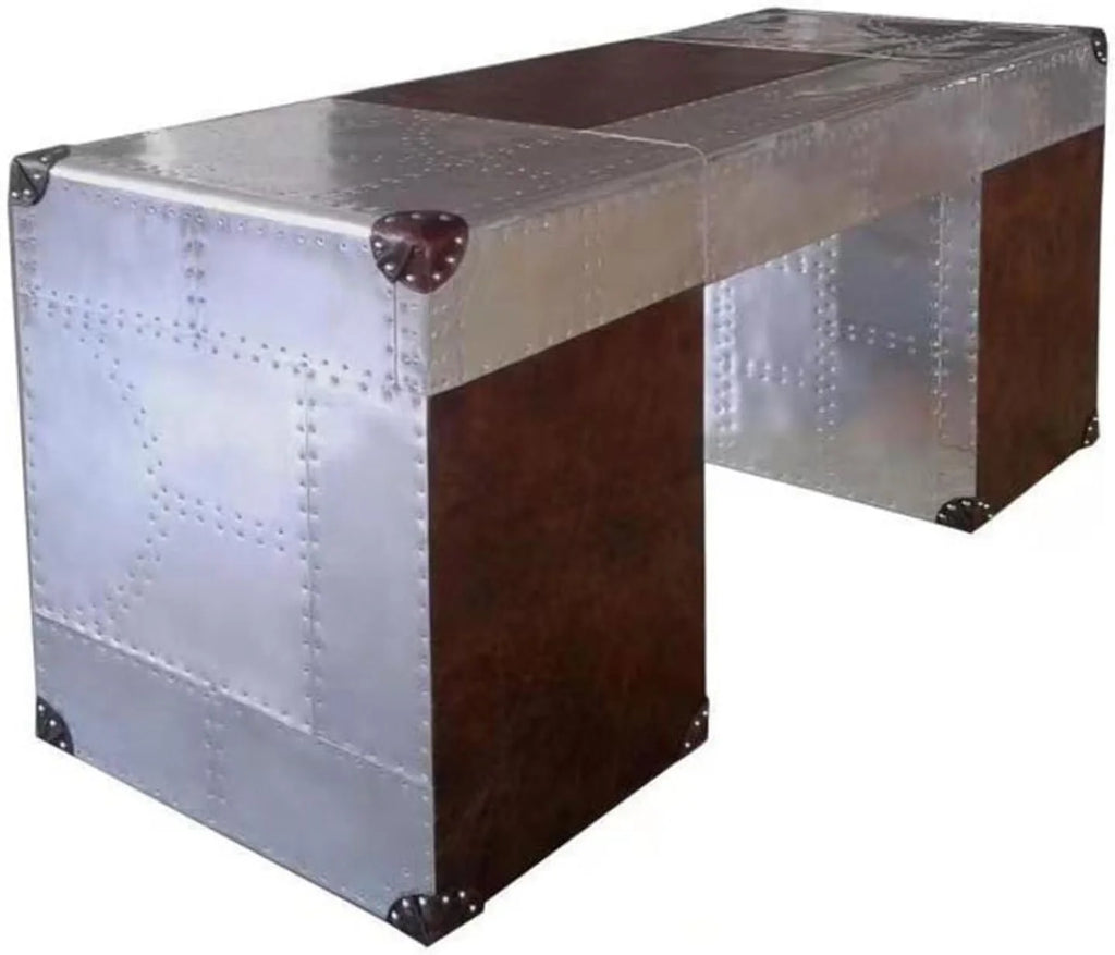 Aluminum Desk with Leather Drawer O2907