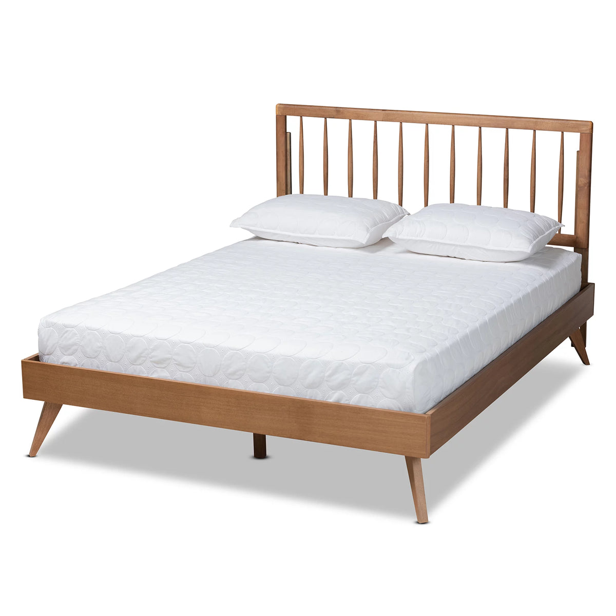Full Ash Walnut Wood Platform Bed C1129