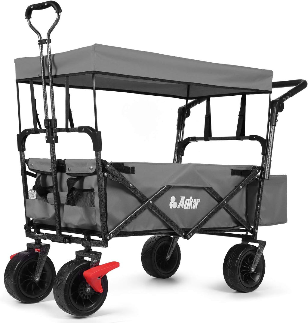 Collapsible Folding Wagon Utility Garden Cart with 7 All-Terrain Wheels N149