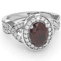 14k White Gold Garnet Diamond Engagement Ring F171