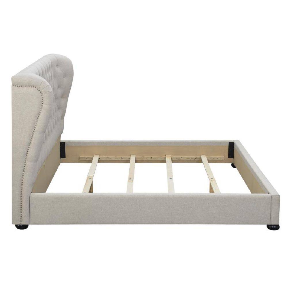 Beige Upholstered Platform Bed S82255