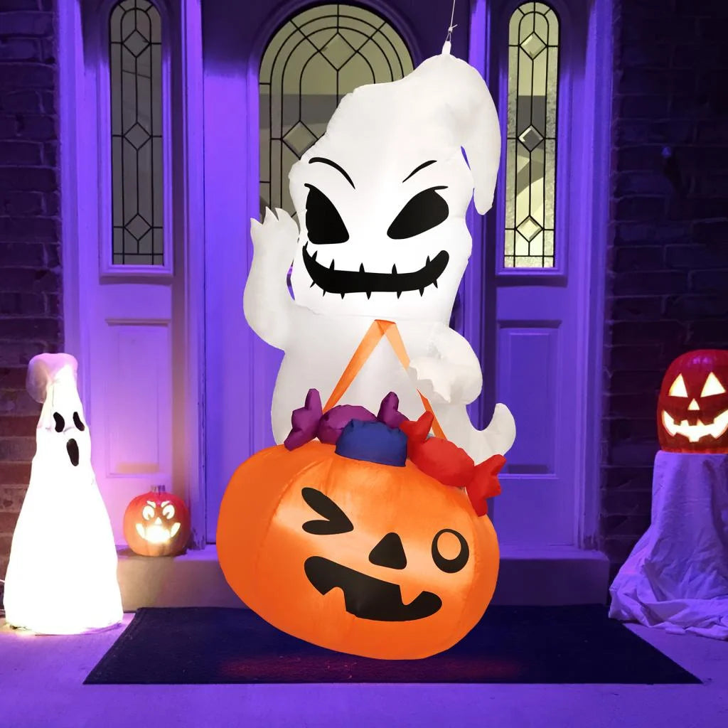 Halloween Inflatable Decor, Ghost Holding Trick Or Treat Bag L4100