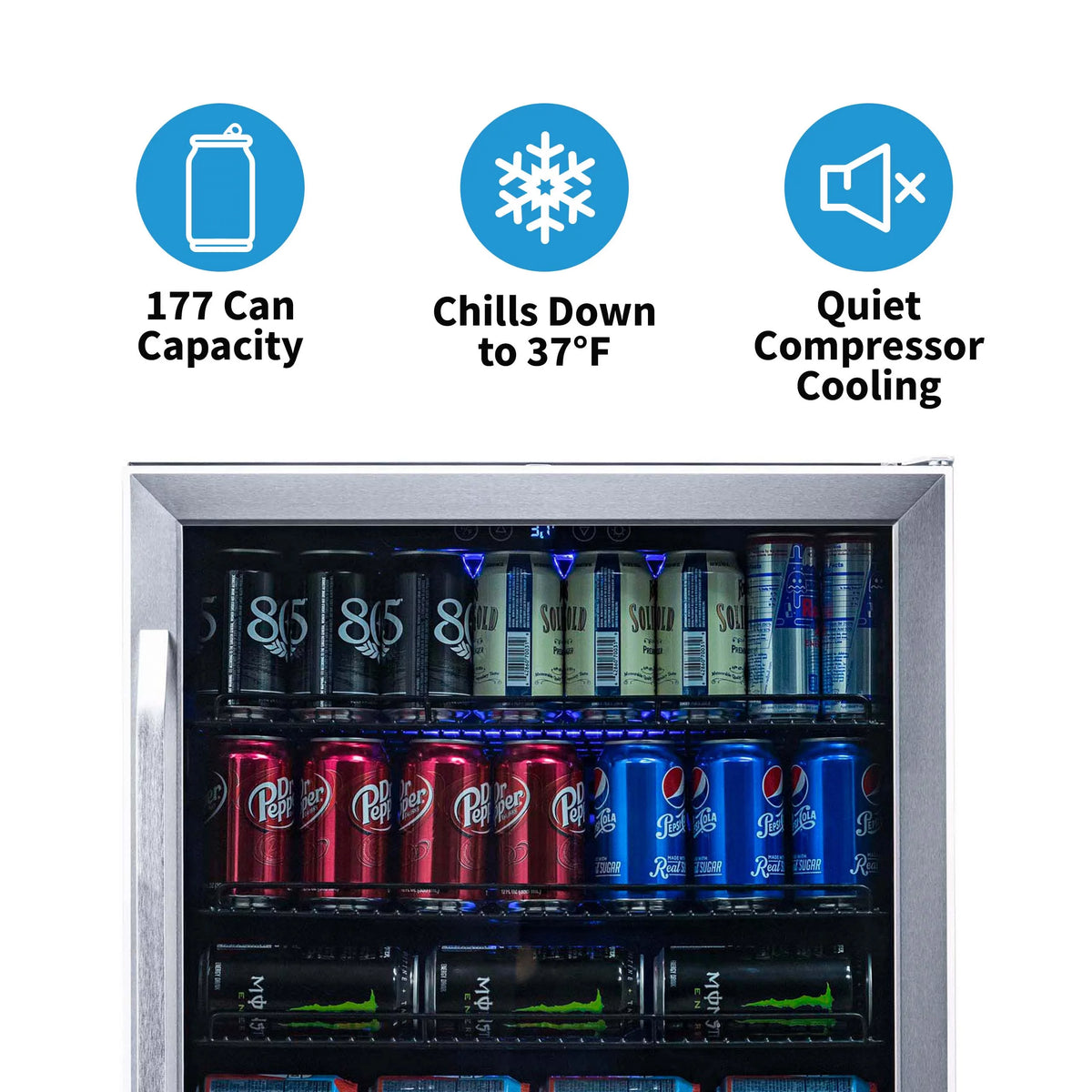 177 Can Stainless Steel Beverage Refrigerator M520988