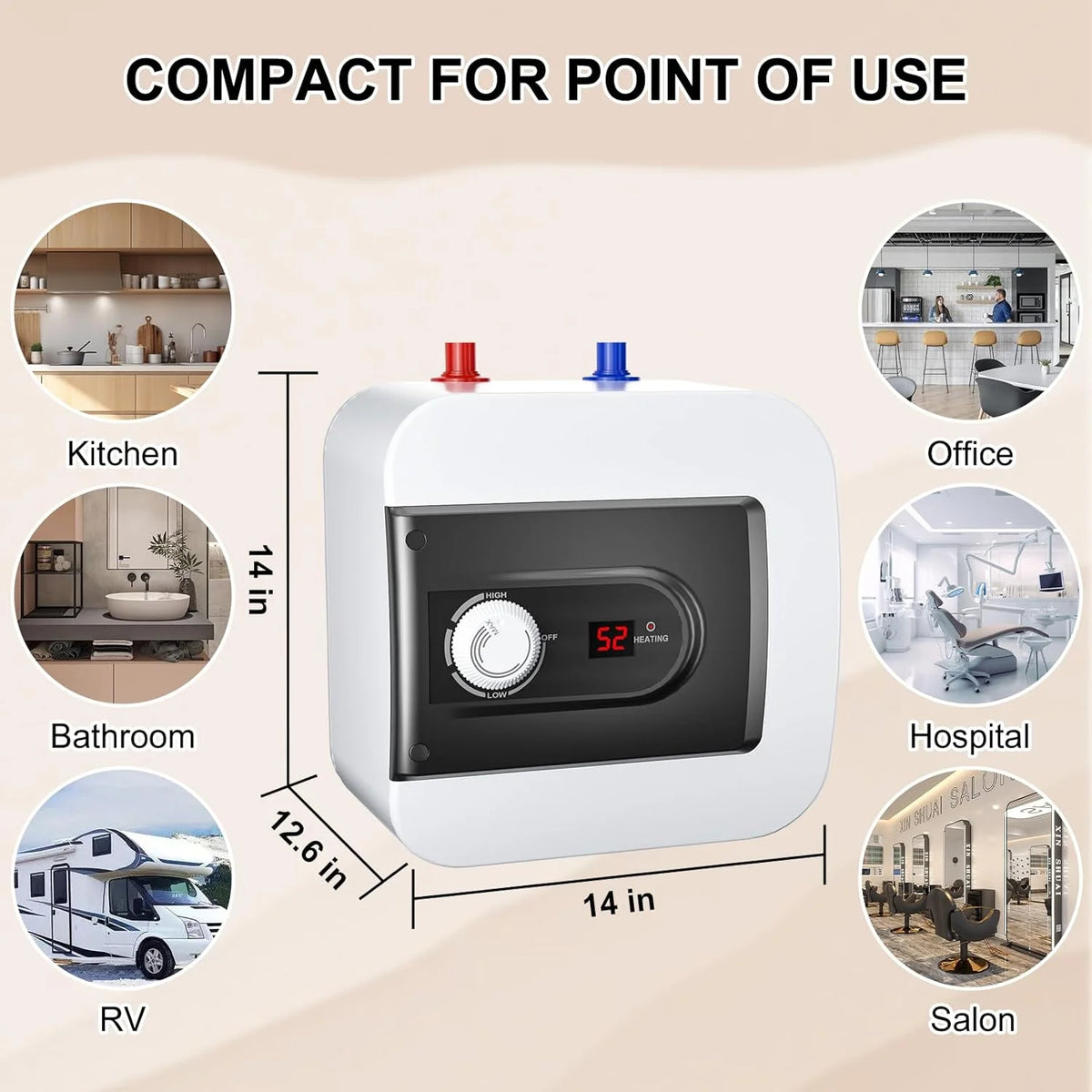 4 Gallon 110V 1.5KW Mini-Tank Water Heater T7177