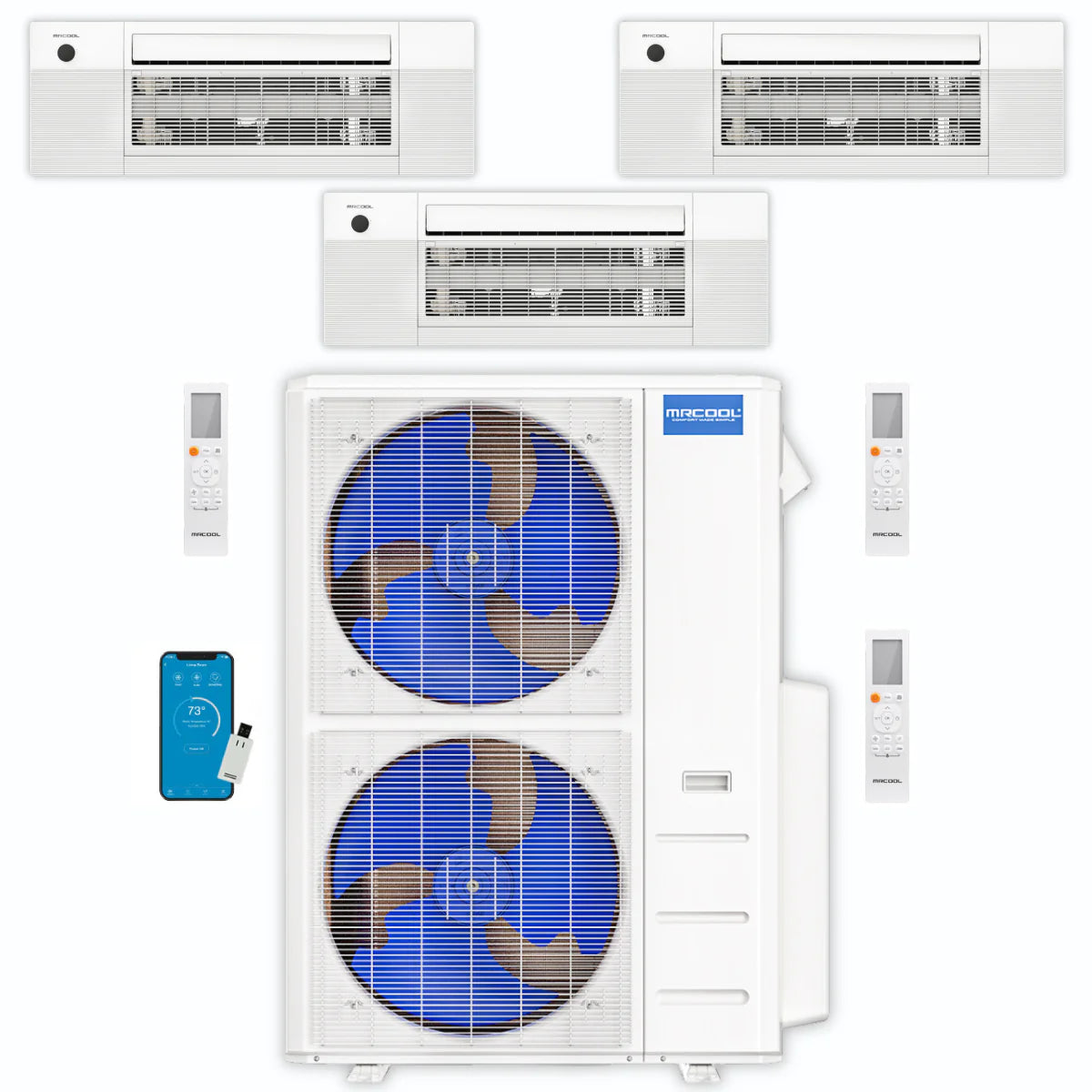 39,000 BTU 3 Zone Ceiling Cassette Ductless Air Conditioner and Heat Pump I88315