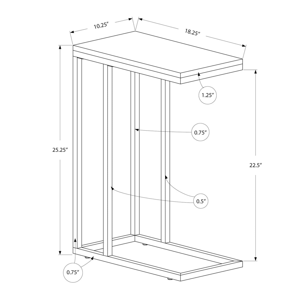 C-shaped Metal Accent Table J889