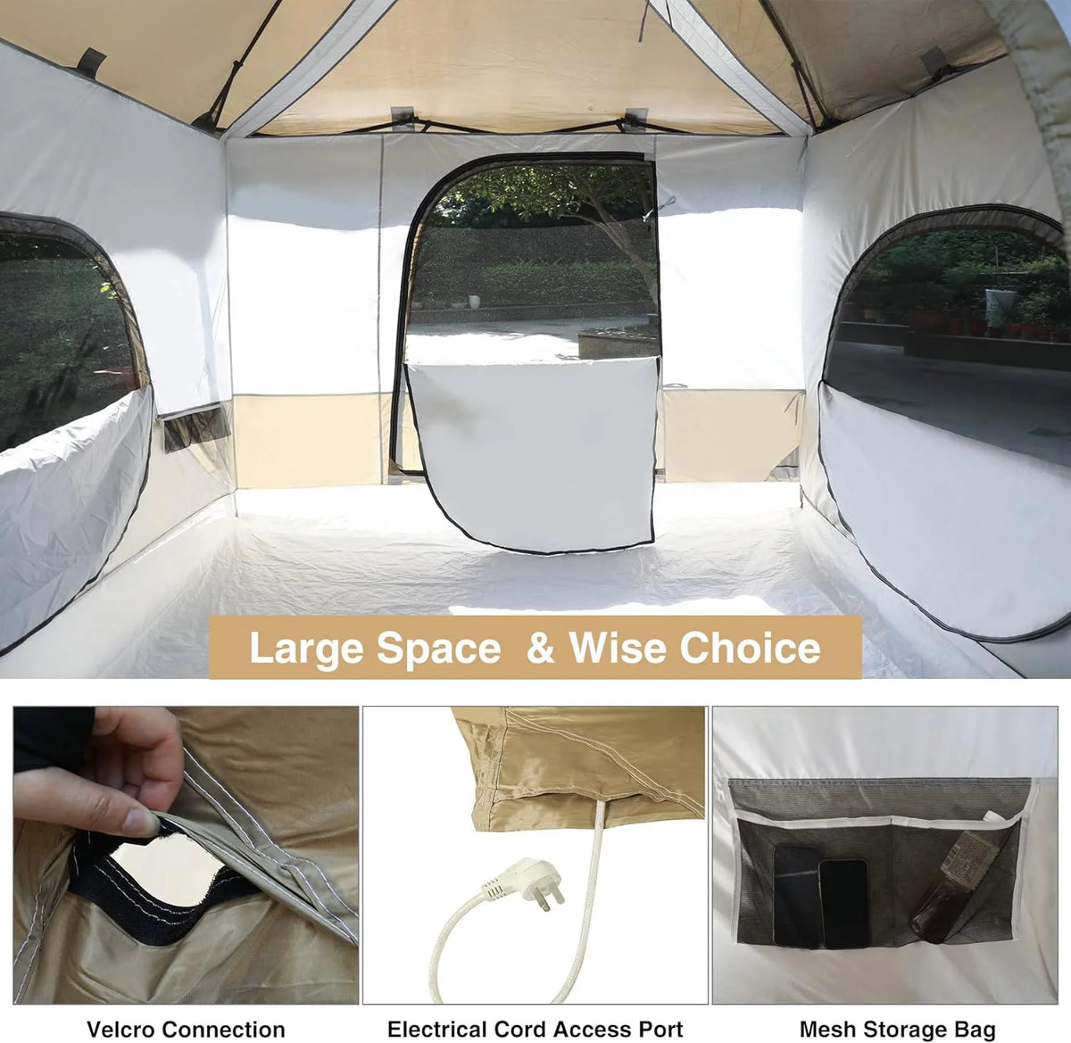 10' x 10' Khaki Camping Inner Tent Square Tent with Full Floor Y887222