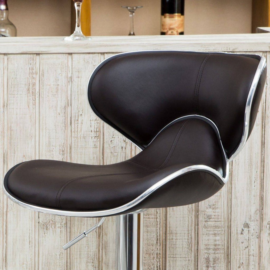 Brown Leatherette Adjustable Swivel Barstool Set of 2 Y1813