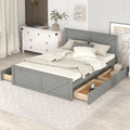 Wood Queen Bed Frame with 4 Storage Drawers Y7370