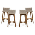 4pk Acacia Wood Wicker Patio Barstools Brown X854