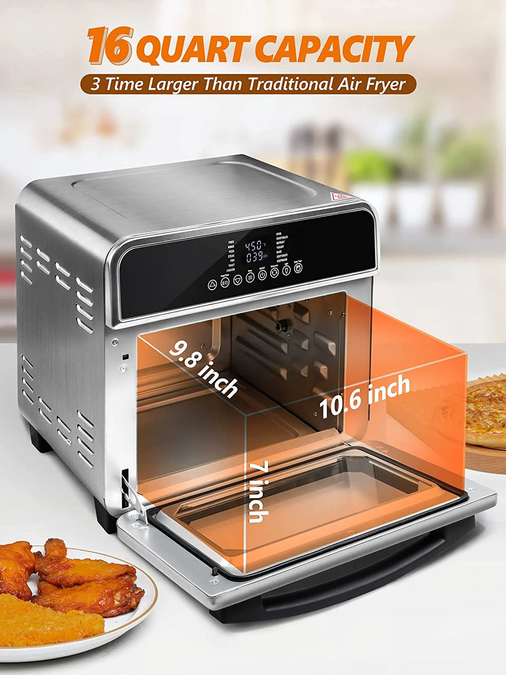15-In-1 16 Quart Air Fryer Toaster Oven with 7 Accessories C551