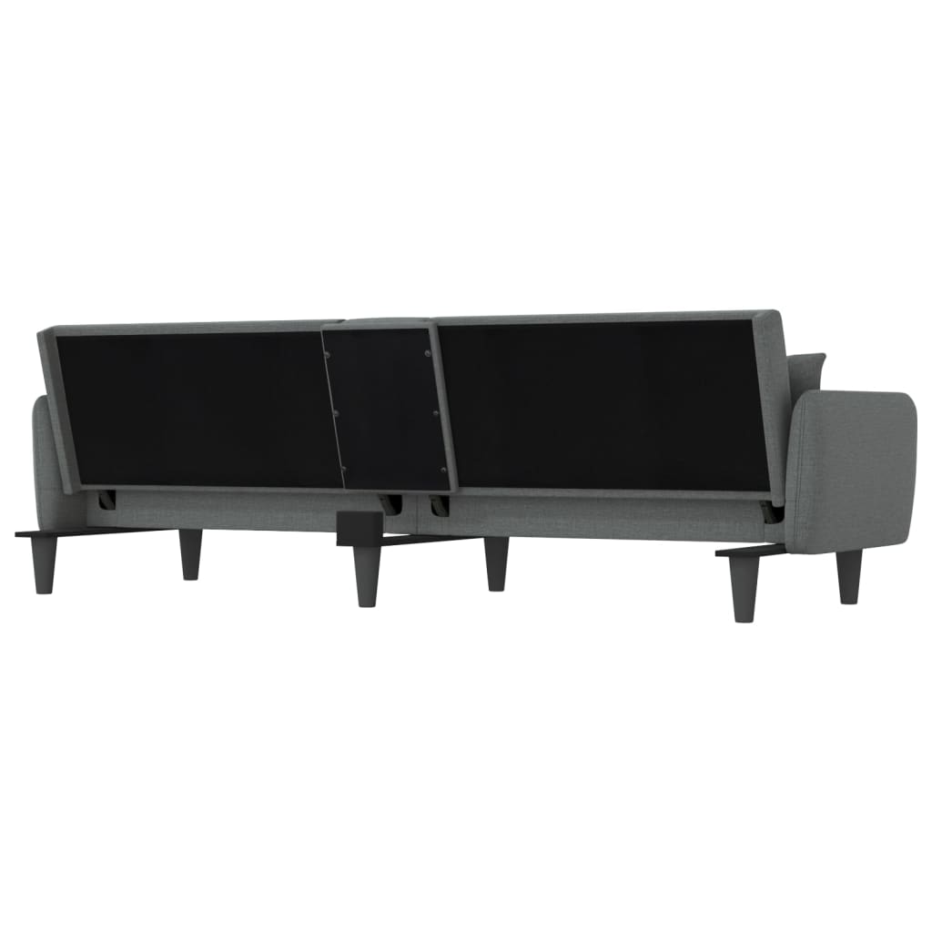 Dark Gray Fabric Sofa Bed with Cup Holders L334734