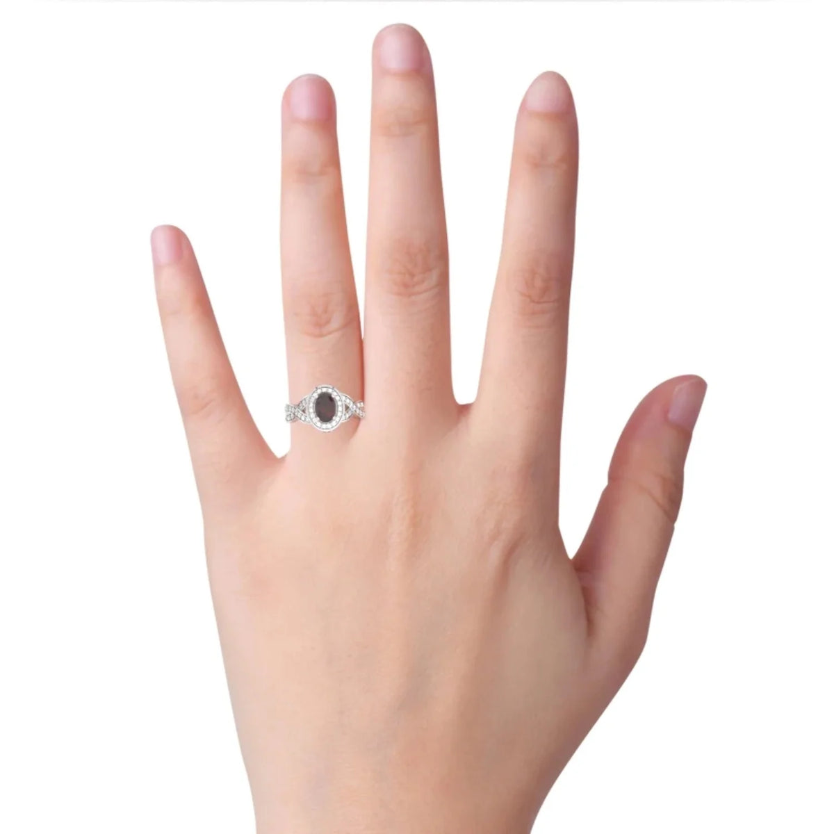 14k White Gold Garnet Diamond Engagement Ring F171