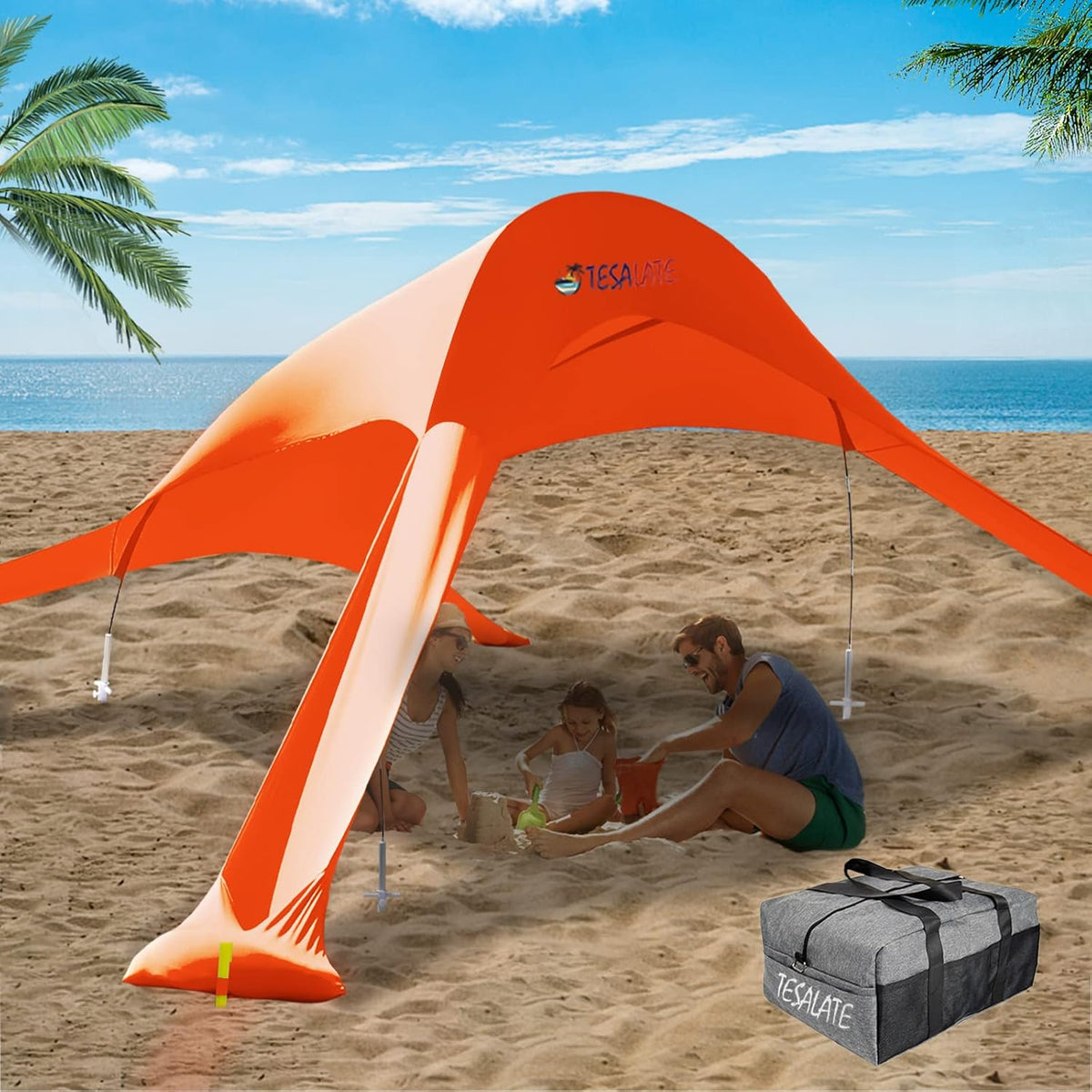 Extra Large UPF50+ Beach Tent with Sand Shovel D577389