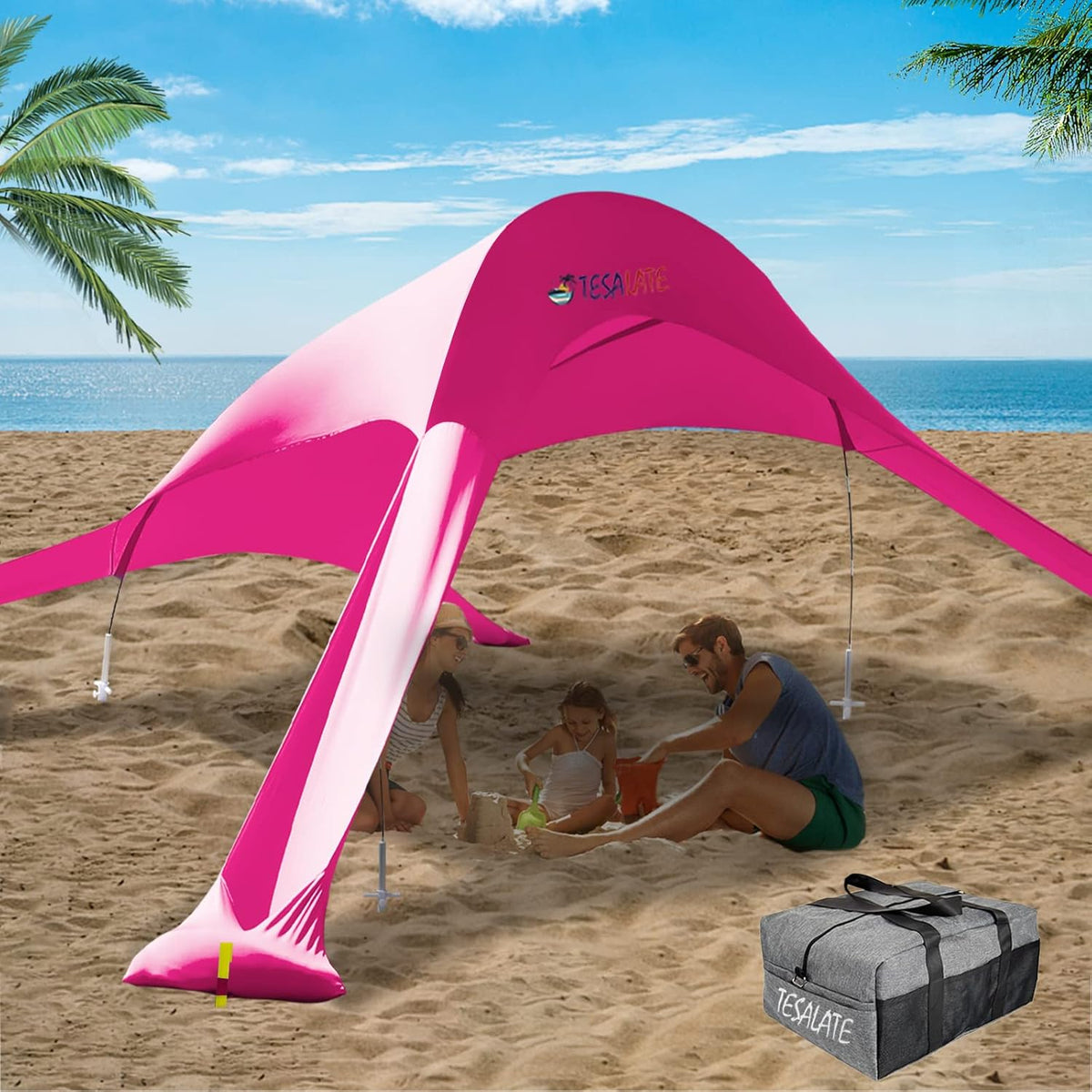 Extra Large UPF50+ Beach Tent with Sand Shovel D577389