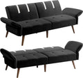 Black Velvet Sofa Bed with Adjustable Armrests P299