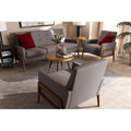 Light Grey Fabric Upholstered Walnut Wood 3-Piece Living Room Set I696
