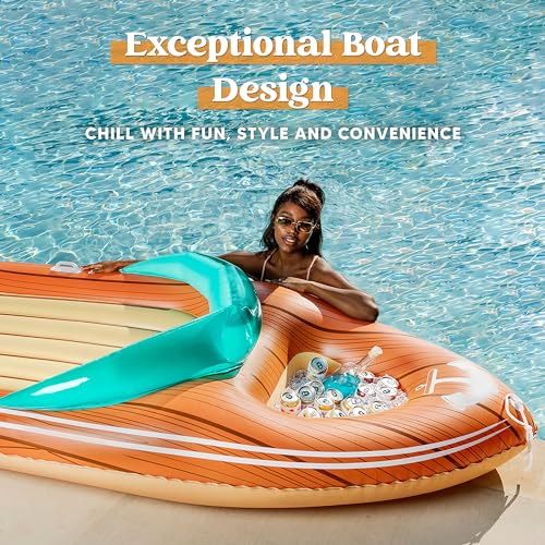 Inflatable Boat Pool Float with Cooler X428