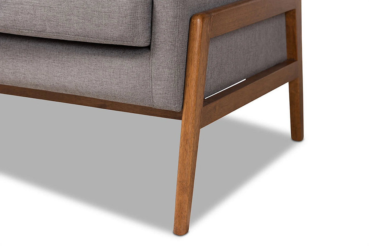 Light Grey Fabric Upholstered Walnut Wood 3-Piece Living Room Set I696