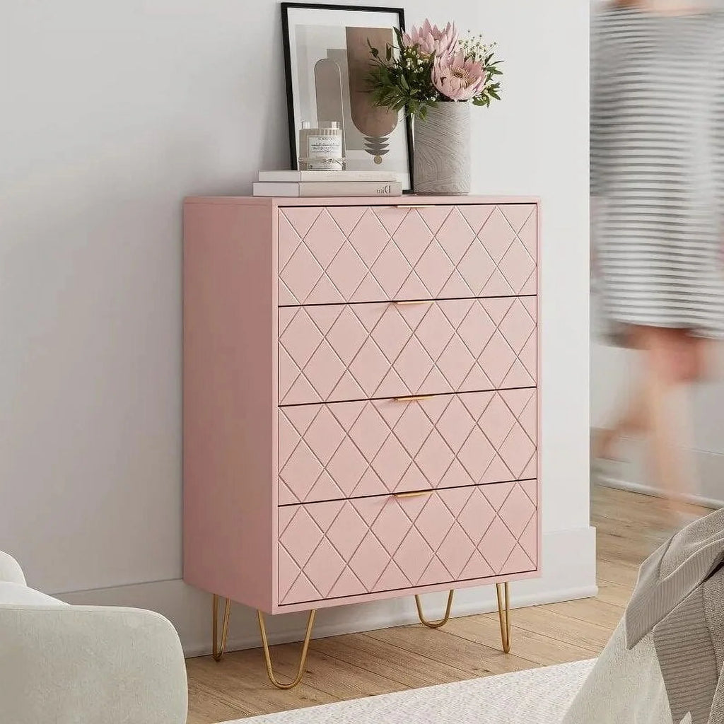 Tall Storage Dresser Chest Cabinet Organizer Unit with Metal Legs K2574