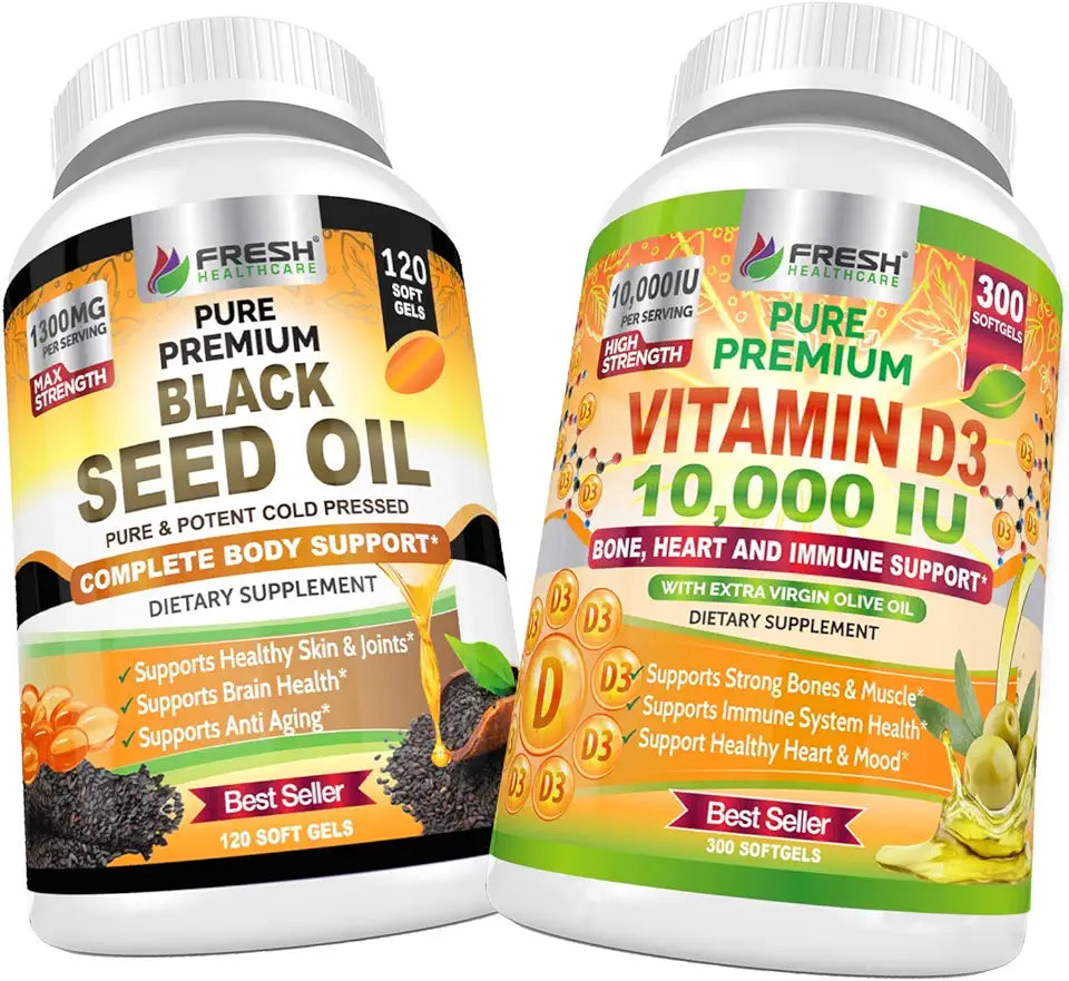 Black Seed Oil and Vitamin D3 10,000 IU N9022