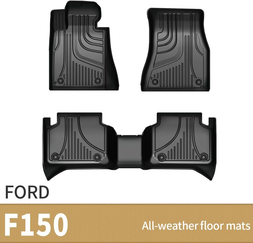 All Weather Car Floor Mats Front & 2nd Seat Floor Liners V621725