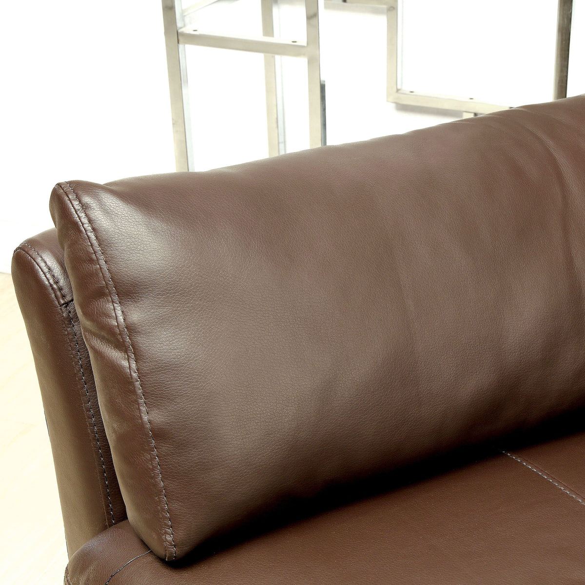 Brown Faux Leather L-Shaped Sectional Sofa S4215