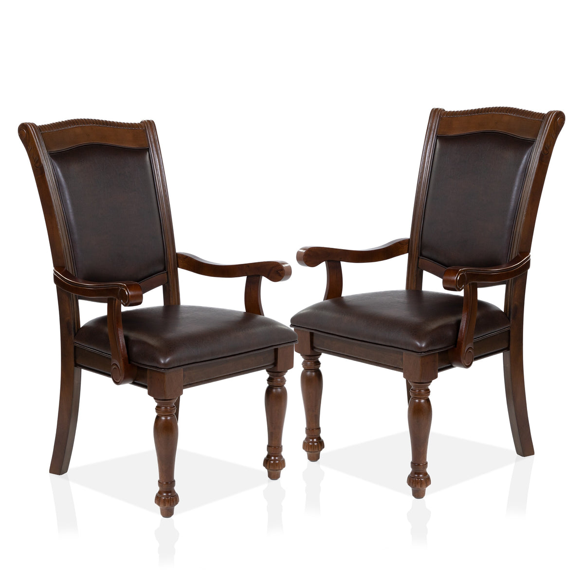 Faux Leather Dining Arm Chairs Set of 2 I7505