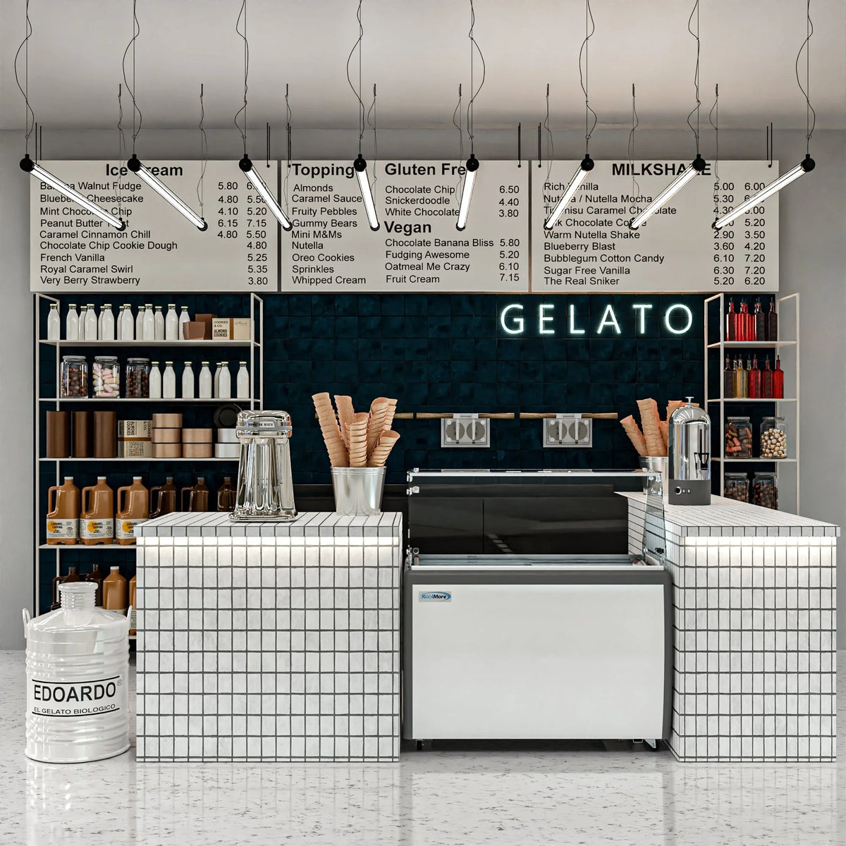 Gelato Dipping Cabinet Display Freezer with Sliding Glass Door and Sneeze Guard 13 cu. ft. R447264